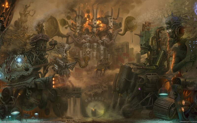 steampunk mechanical chaos