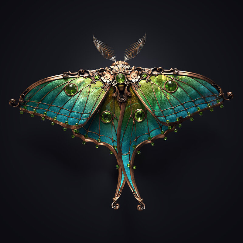 Steampunk Moth Brooch