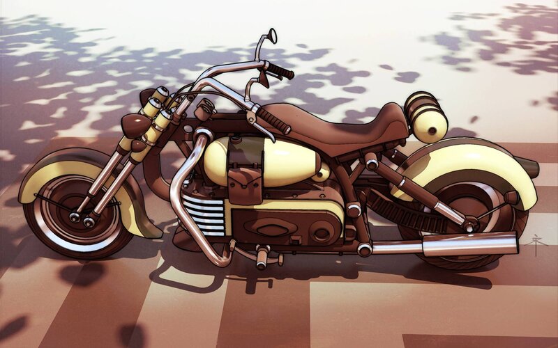 Steampunk Motorcycle — Brown, Calm