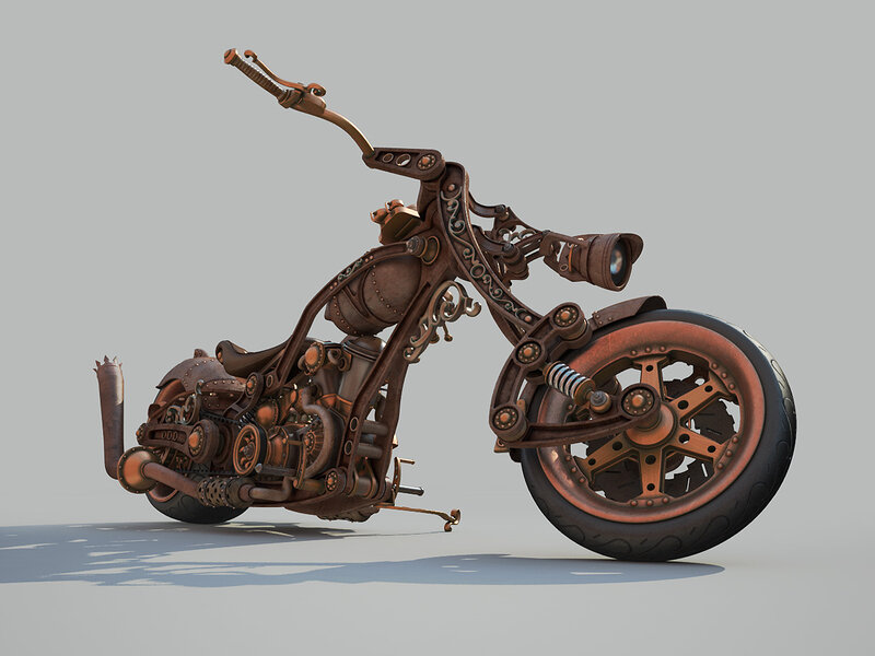 Steampunk Motorcycle — Brown