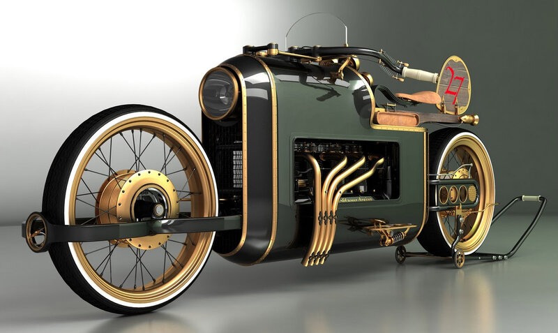 Steampunk Motorcycle — Green