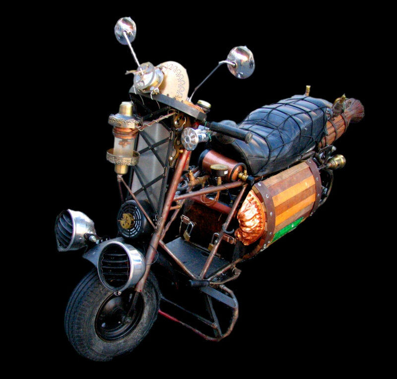 steampunk motorcycle sculpture