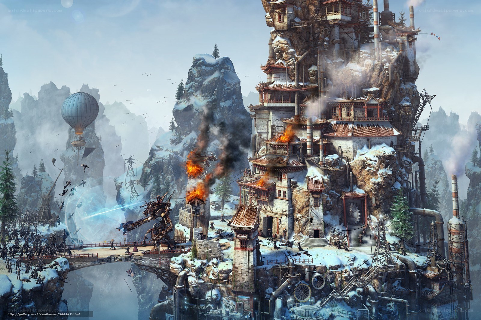 Steampunk mountain fortress