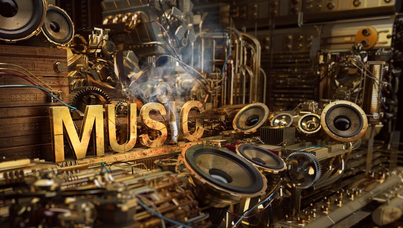 Steampunk Music Machine — Gold, Industrial