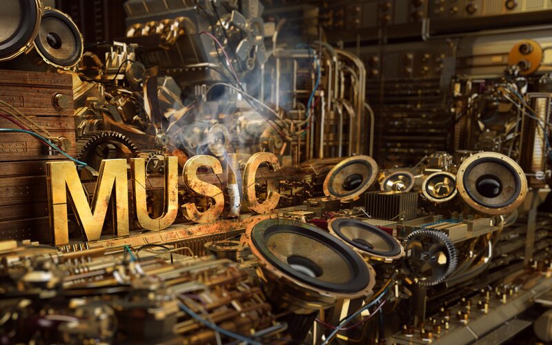 Steampunk Music Machine — Gold, Mechanical