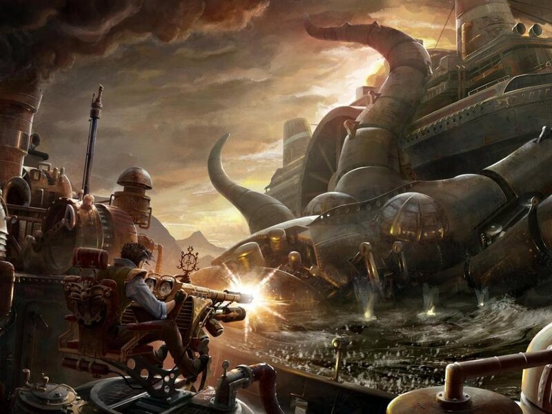 Steampunk naval battle