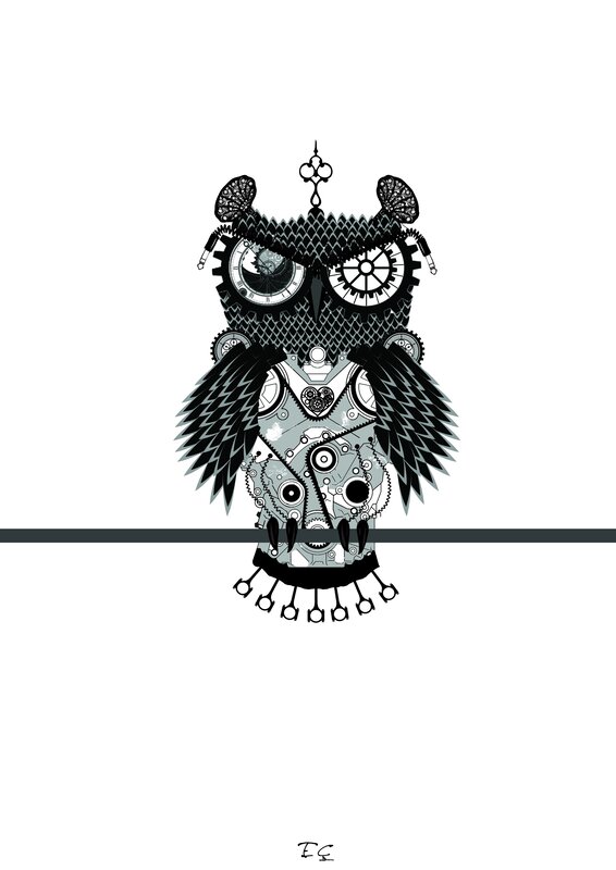 Steampunk Owl Illustration