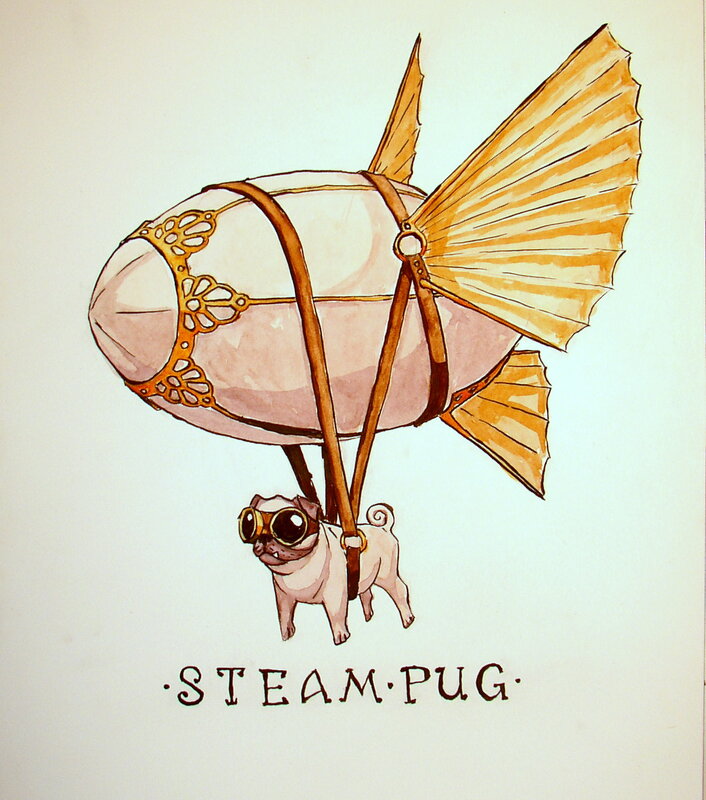 steampunk pug airship
