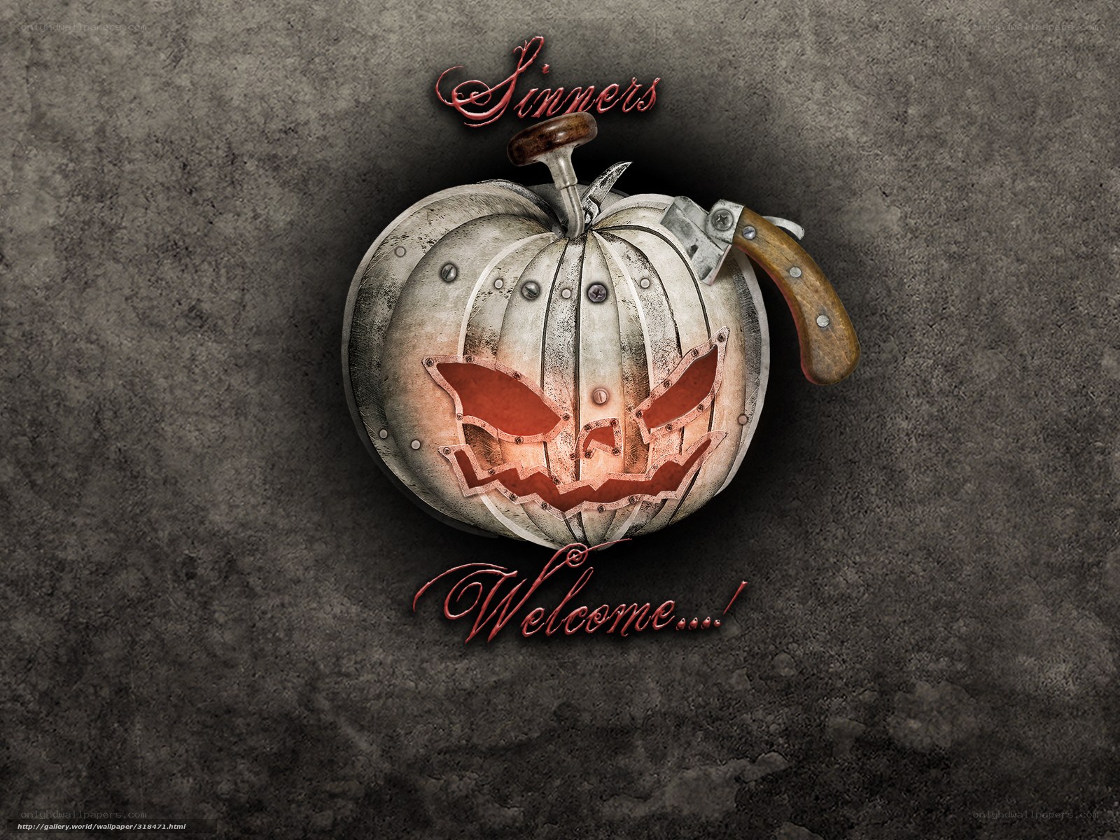 Steampunk pumpkin with knife