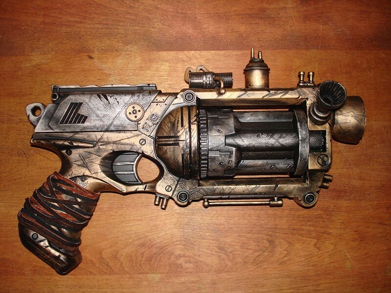 Steampunk Revolver — Brown, Dramatic