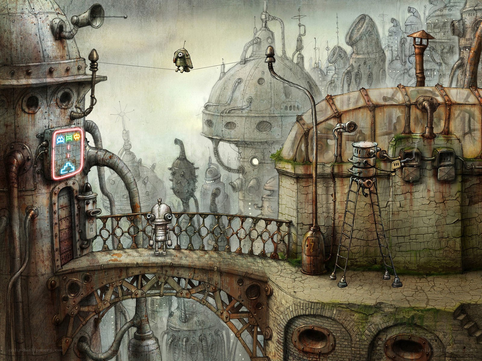 steampunk robot city