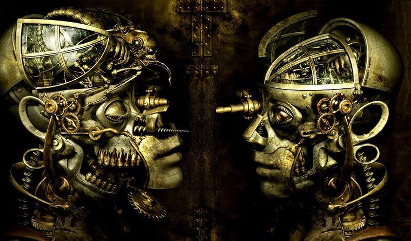 steampunk robot faces