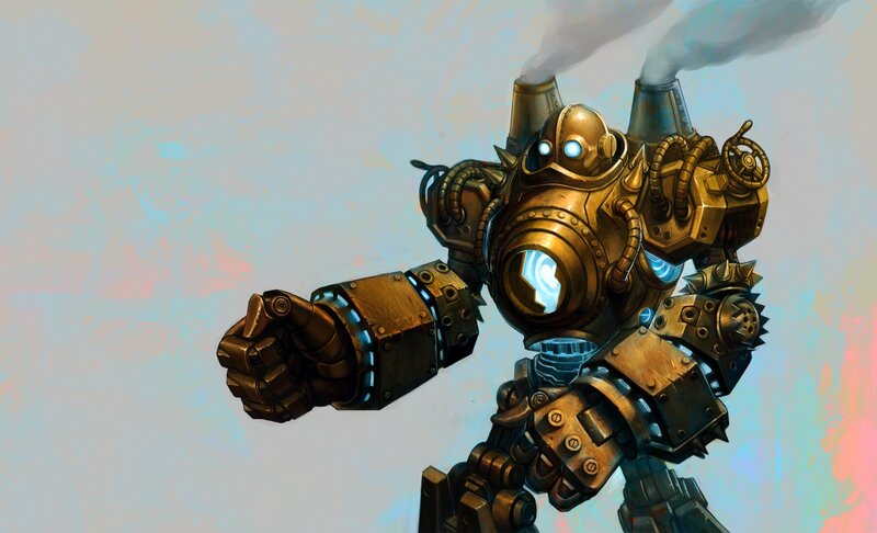 Steampunk Robot — Gold, Dramatic