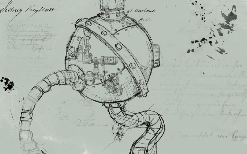 steampunk robot sketch