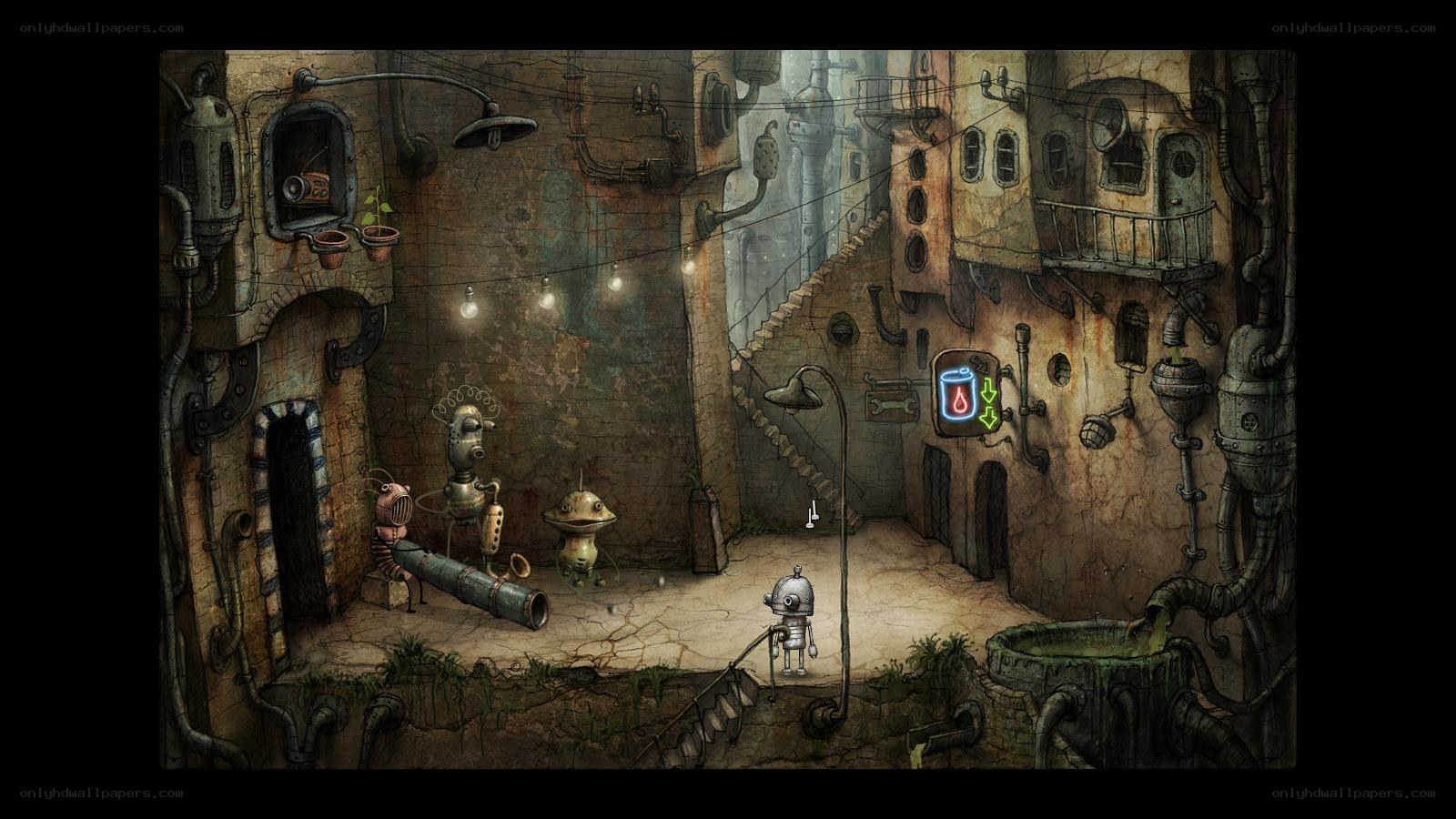 steampunk robot village