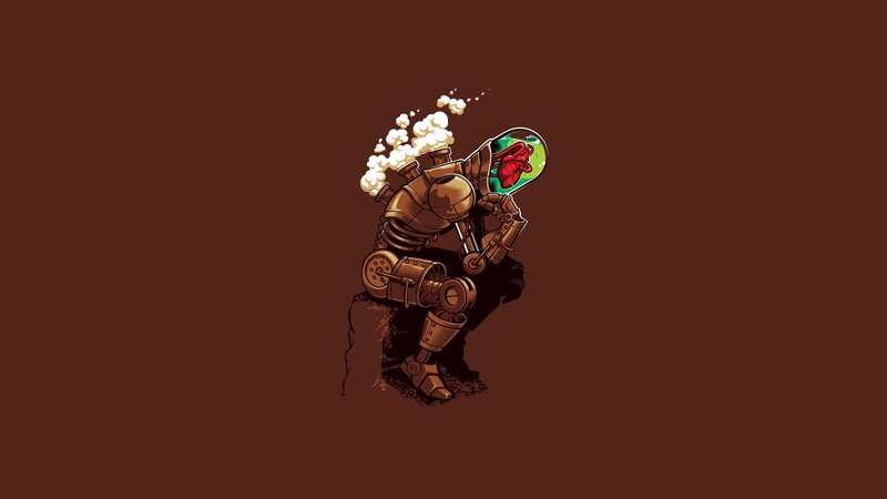 Steampunk Robot with Heart — Brown