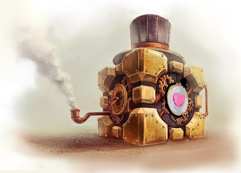 steampunk robot with heart