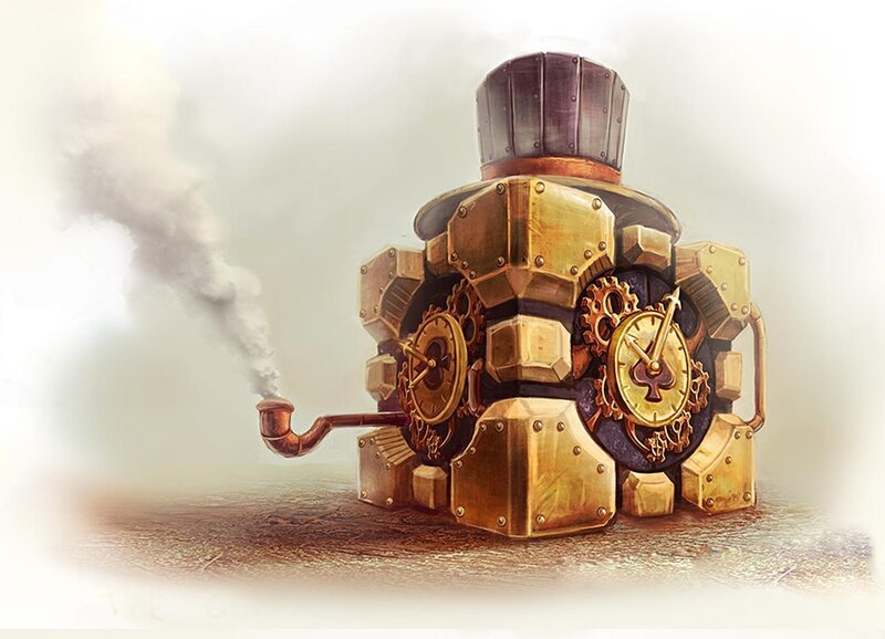 Steampunk Robot with Pipe — Gold