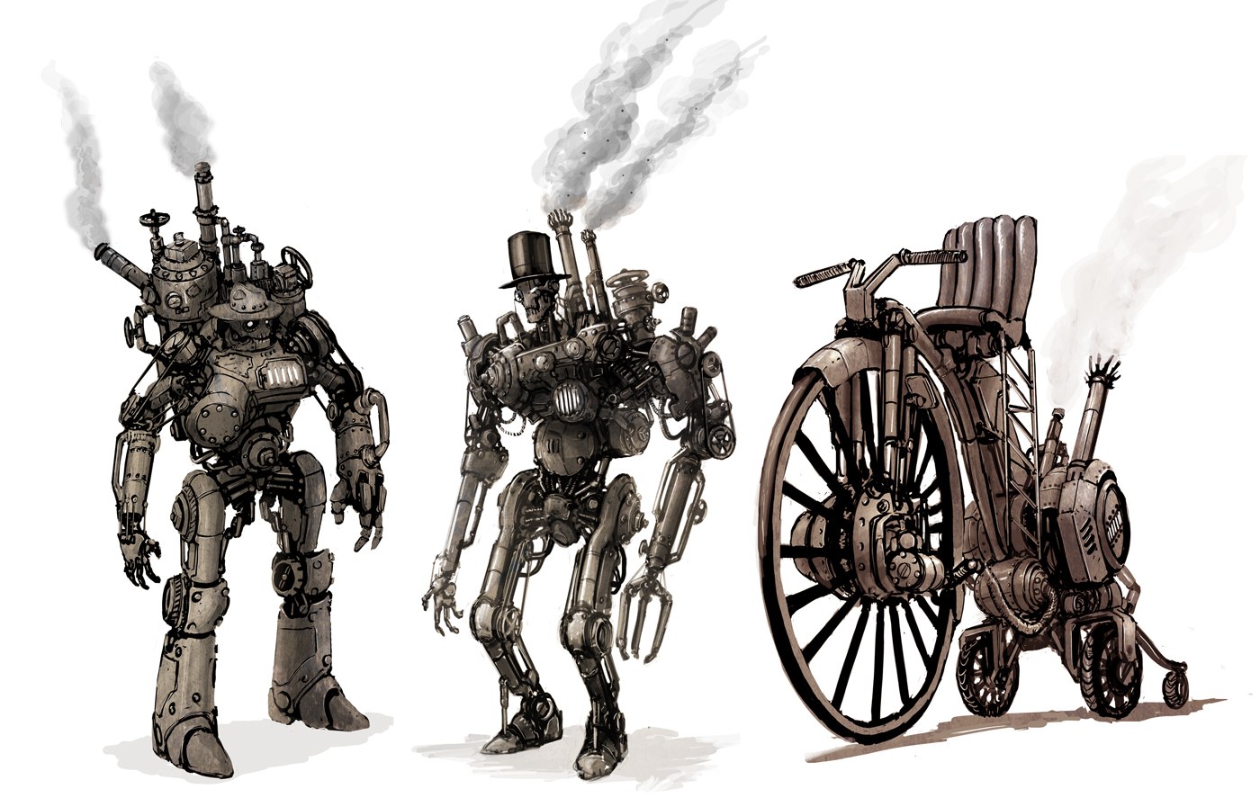 Steampunk robots and vehicle