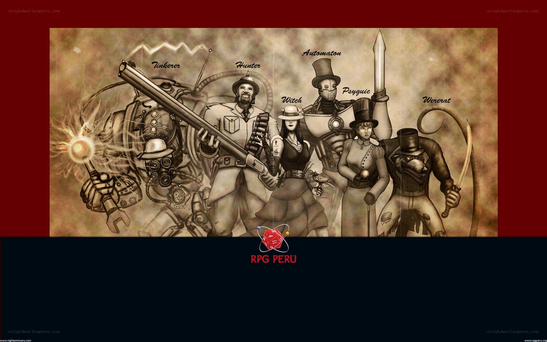 Steampunk RPG character lineup