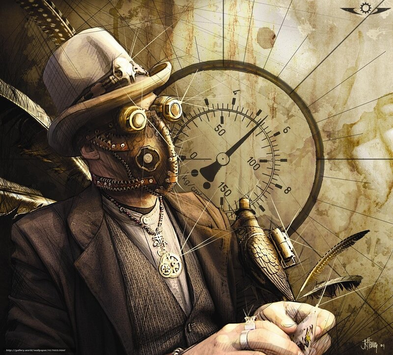 steampunk scientist with bird