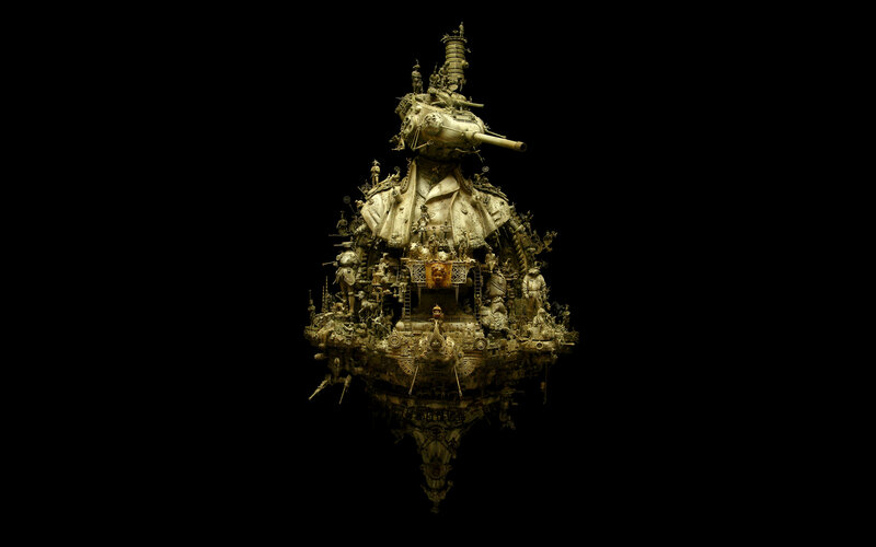 steampunk sculpture with tank