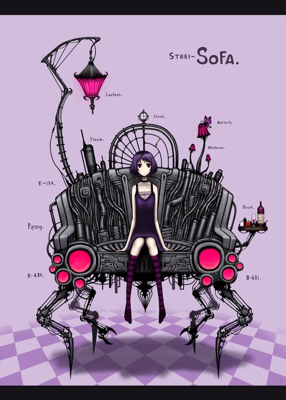 Steampunk Sofa with Girl