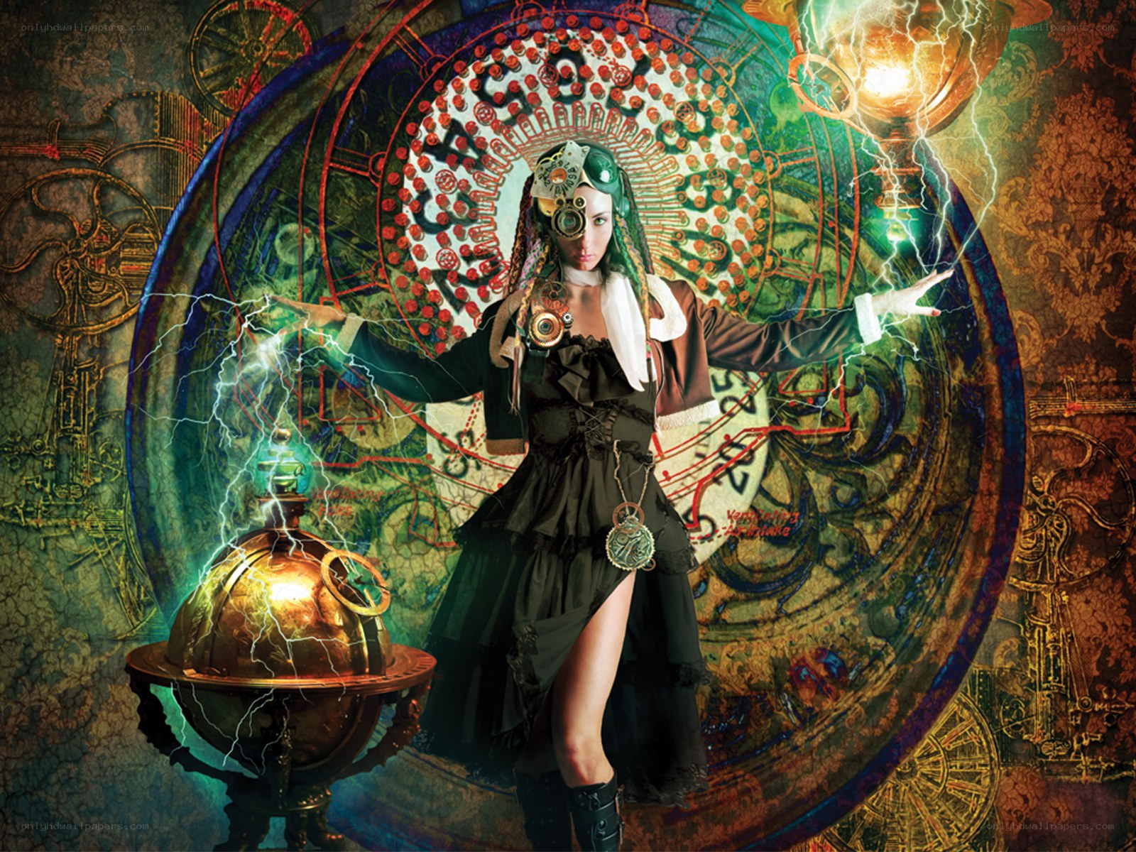 steampunk sorceress with lightning