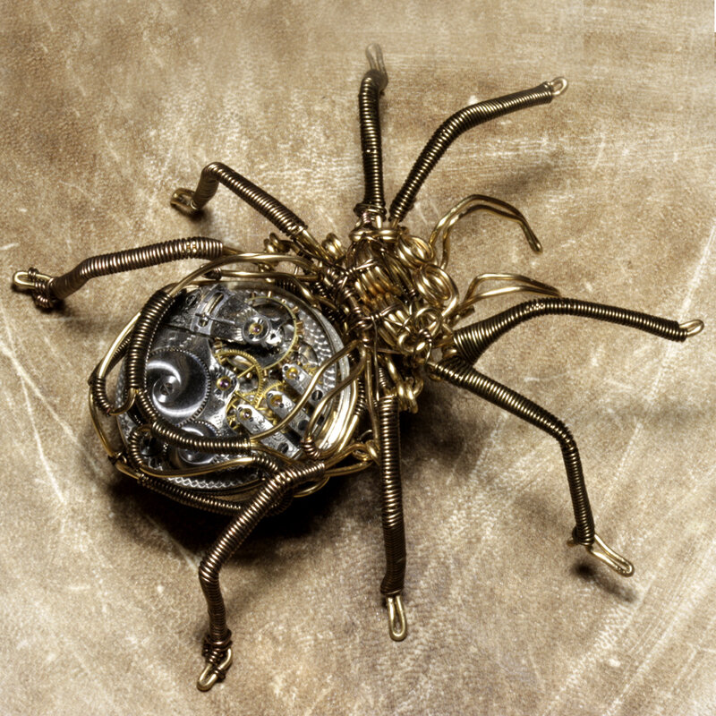 Steampunk spider sculpture