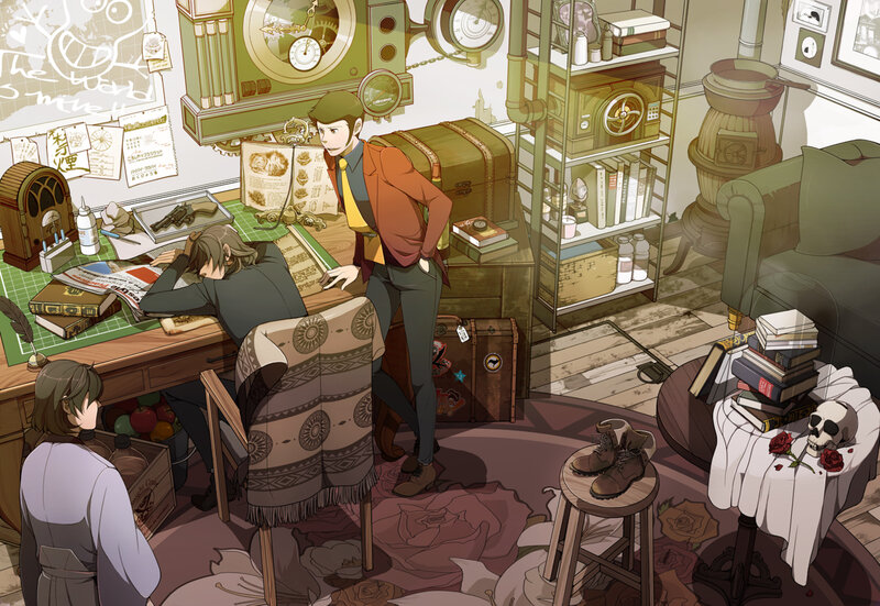 Steampunk study with three characters