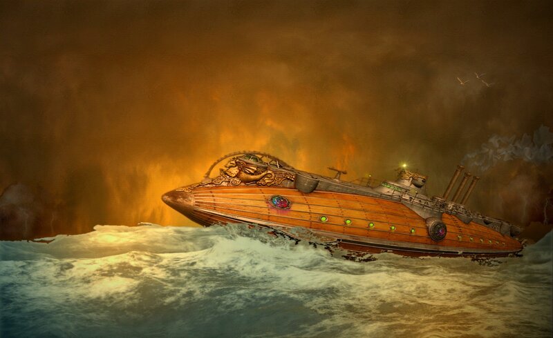 Steampunk Submarine — Brown, Dramatic