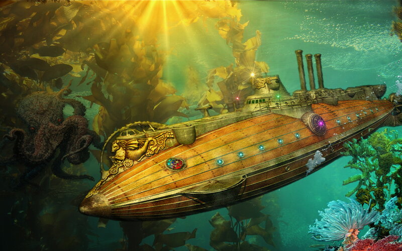 Steampunk Submarine — Green