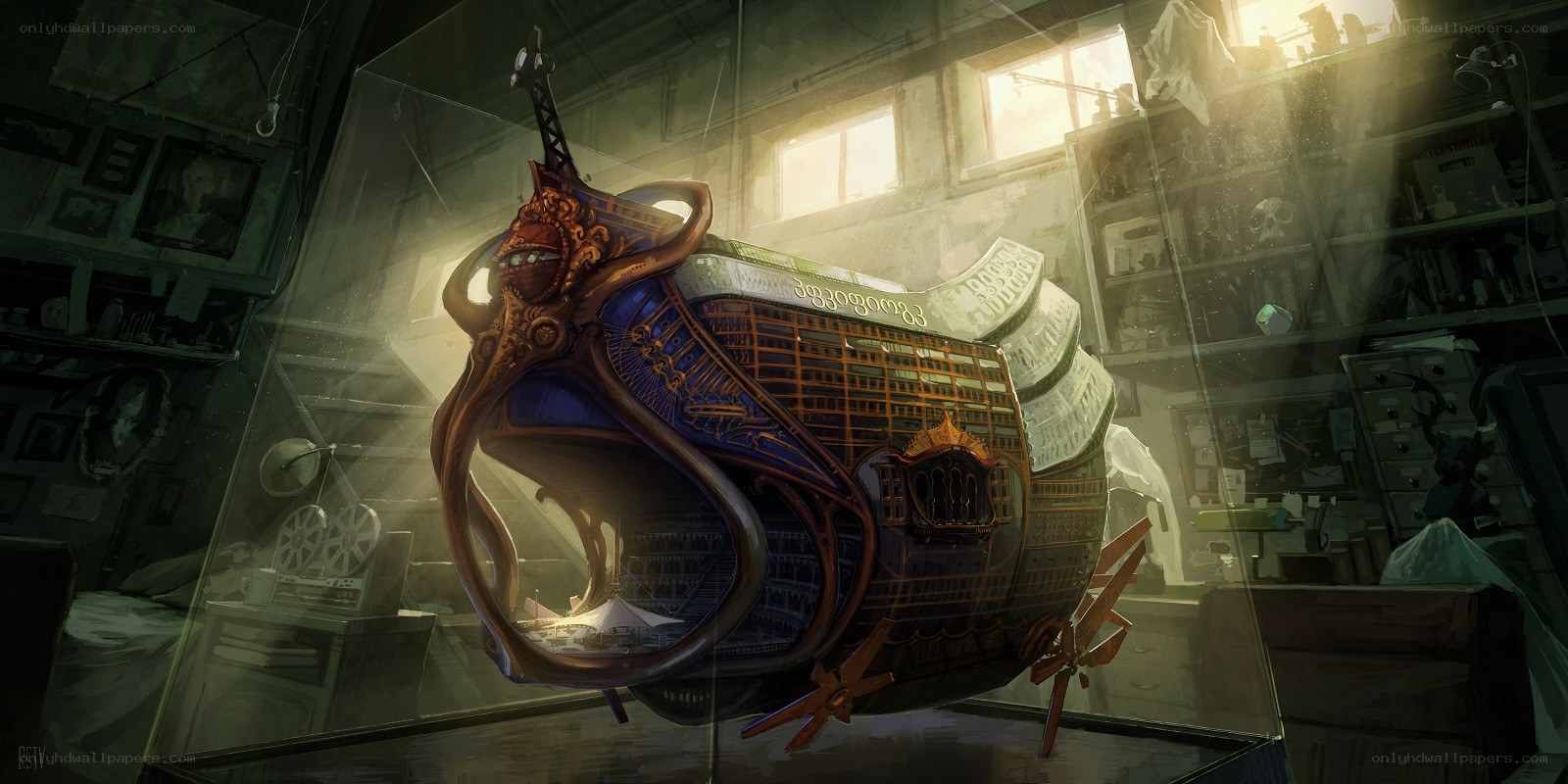 Steampunk submarine model