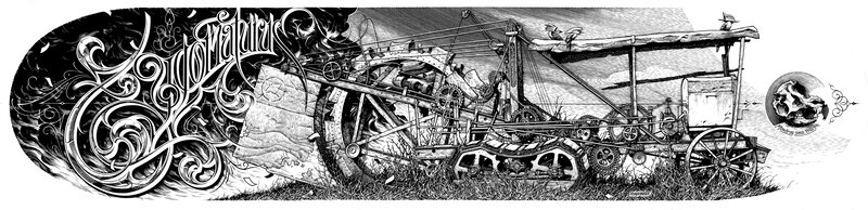 Steampunk tractor illustration