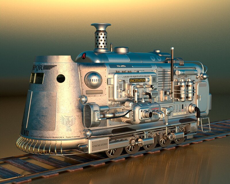 Steampunk Train Engine — Silver