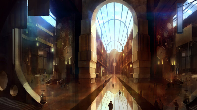 Steampunk Train Station — Brown, Dramatic