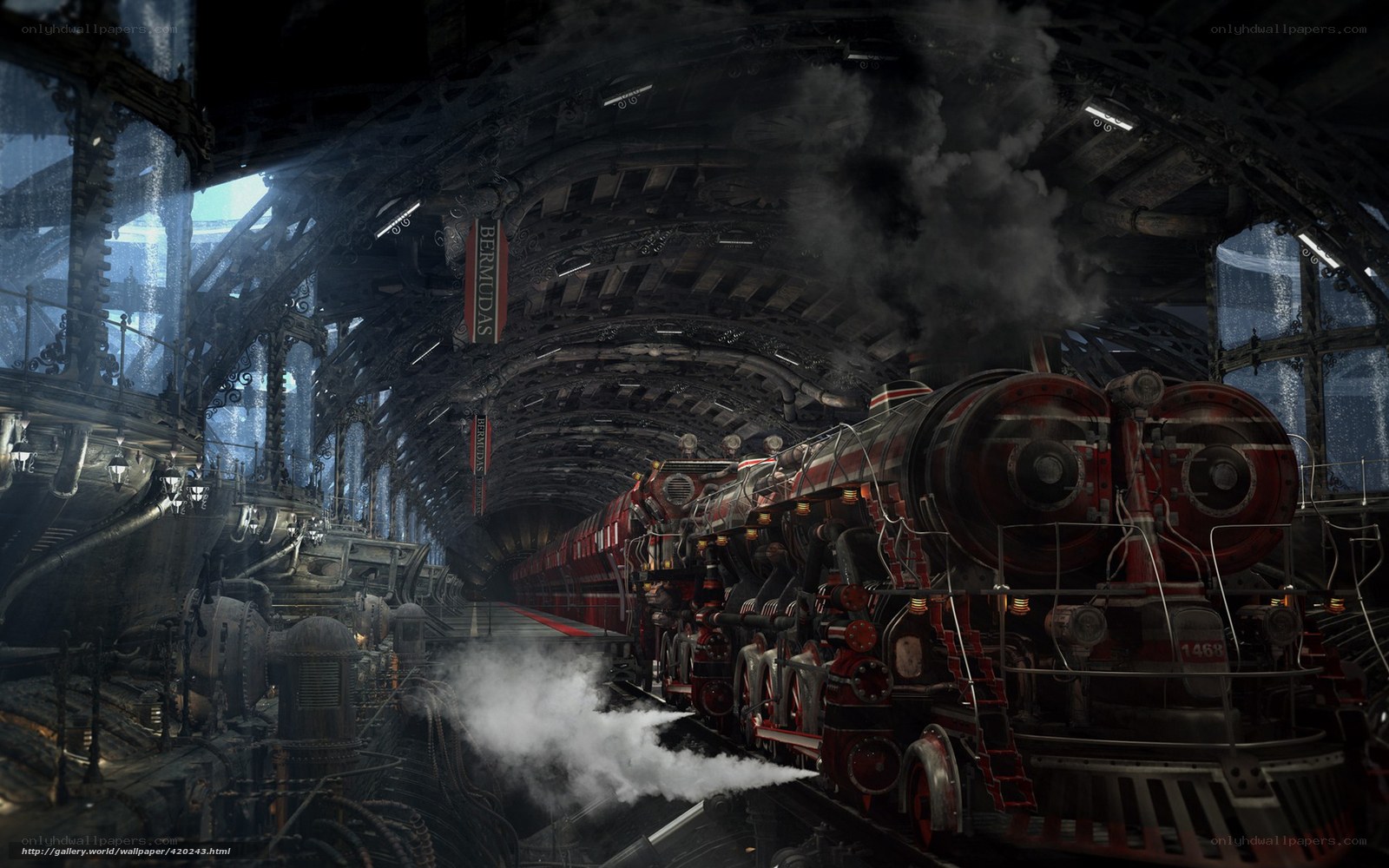 Steampunk train station