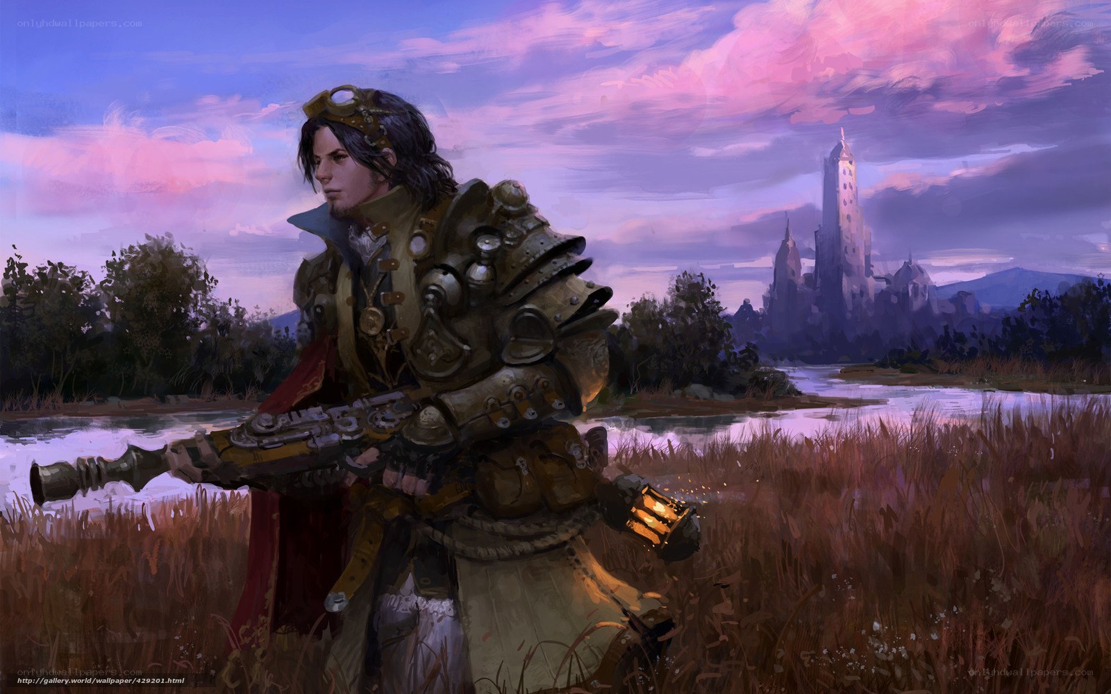steampunk warrior in field