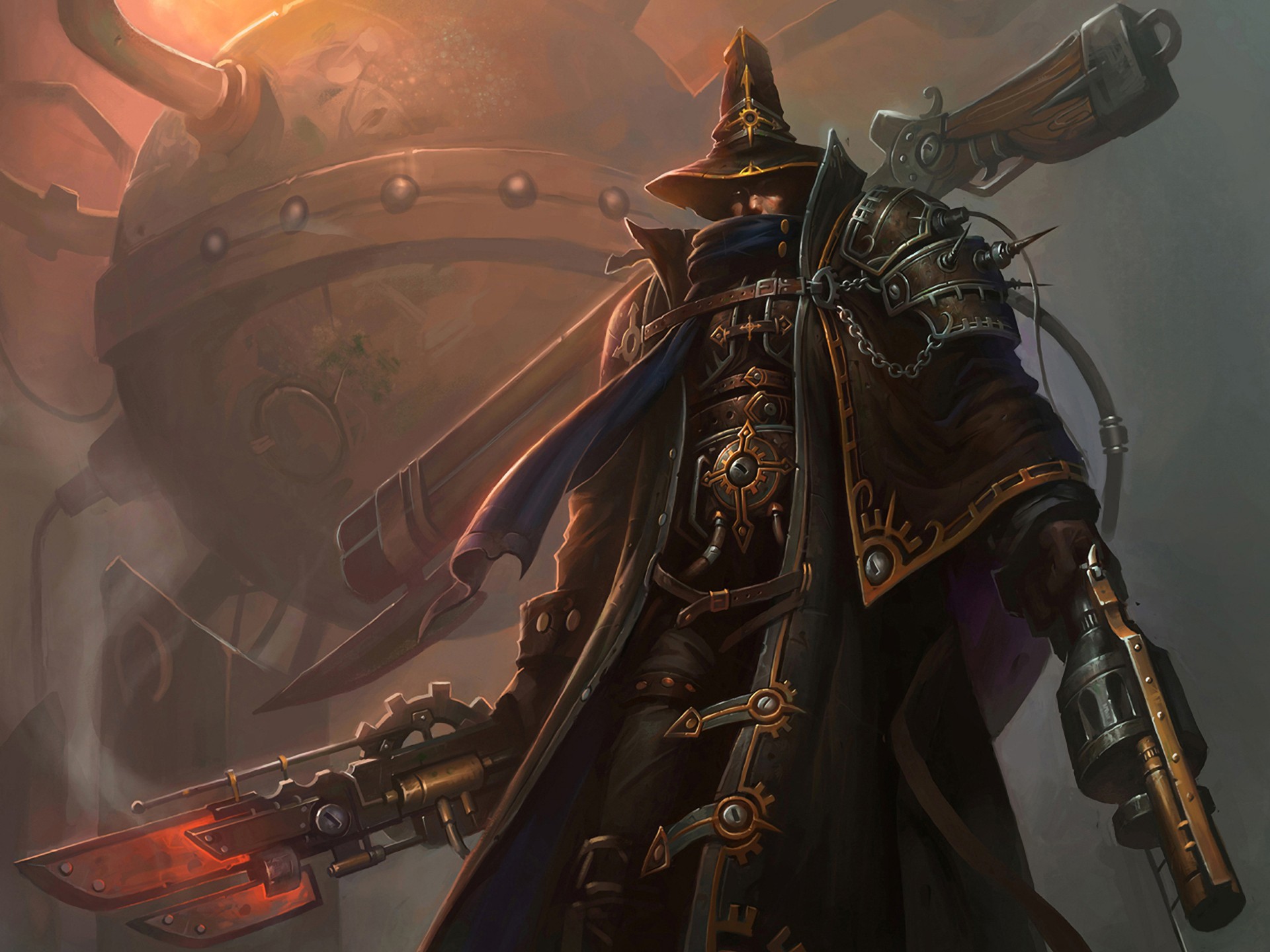 steampunk warrior with dual pistols