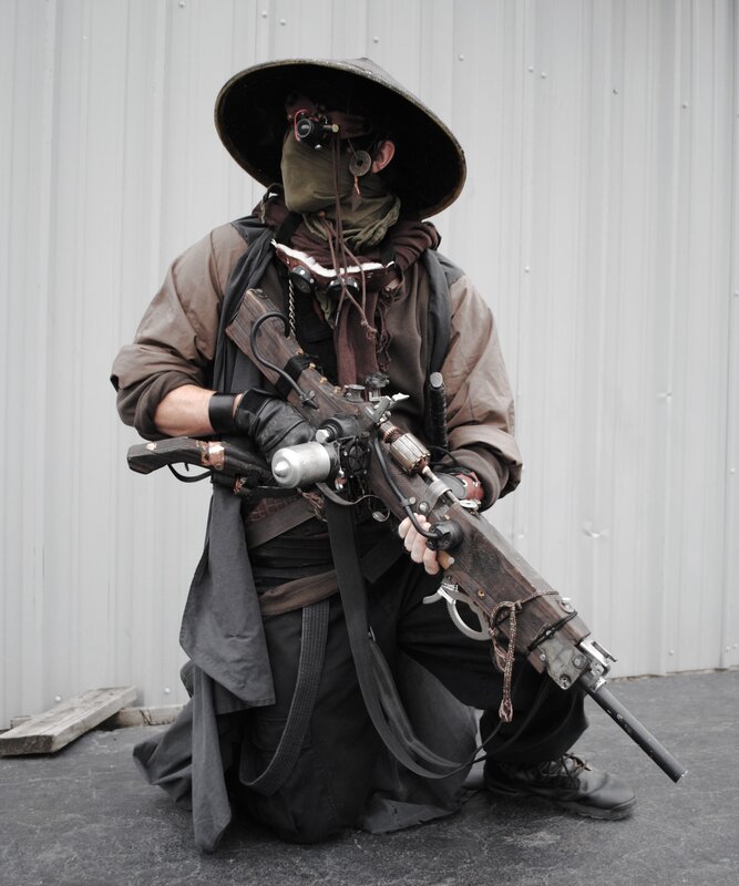 steampunk warrior with rifle