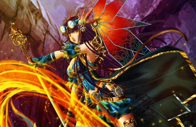 steampunk warrior with staff