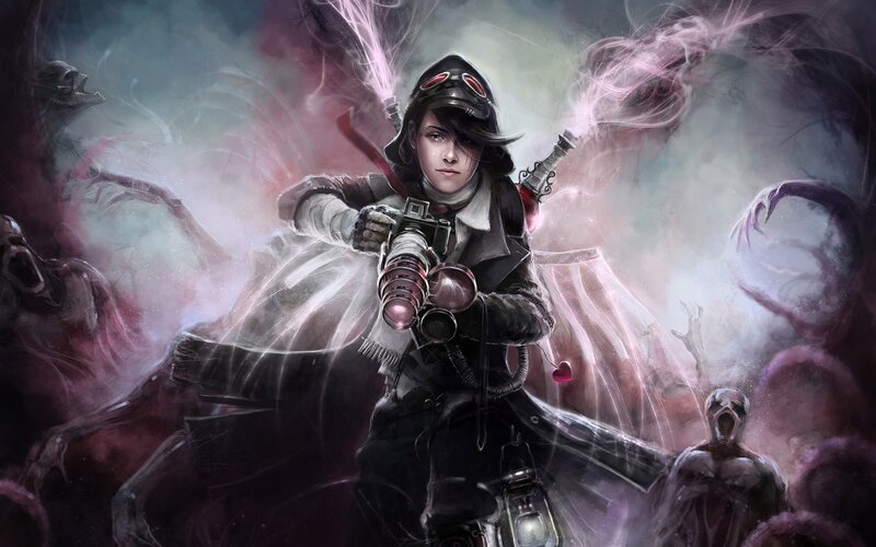steampunk warrior with weapon