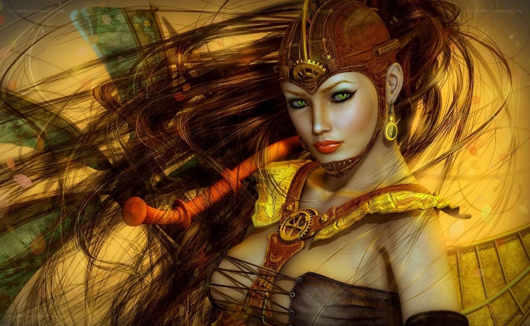 steampunk warrior woman