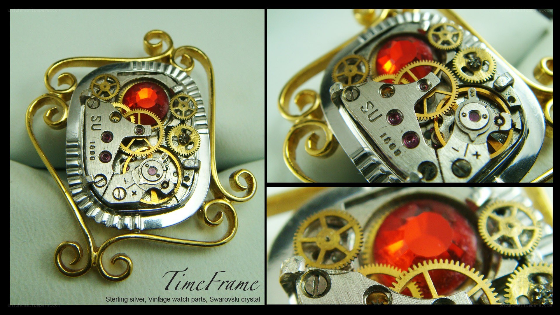 Steampunk watch part brooch
