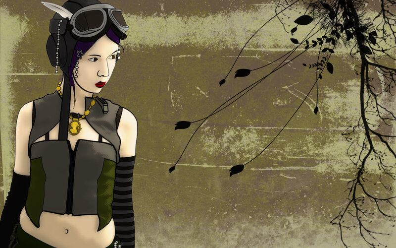 steampunk woman with goggles