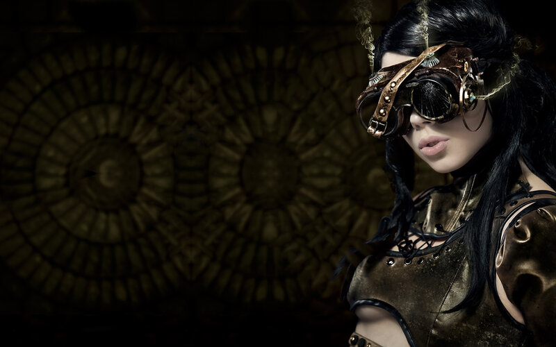 steampunk woman with goggles