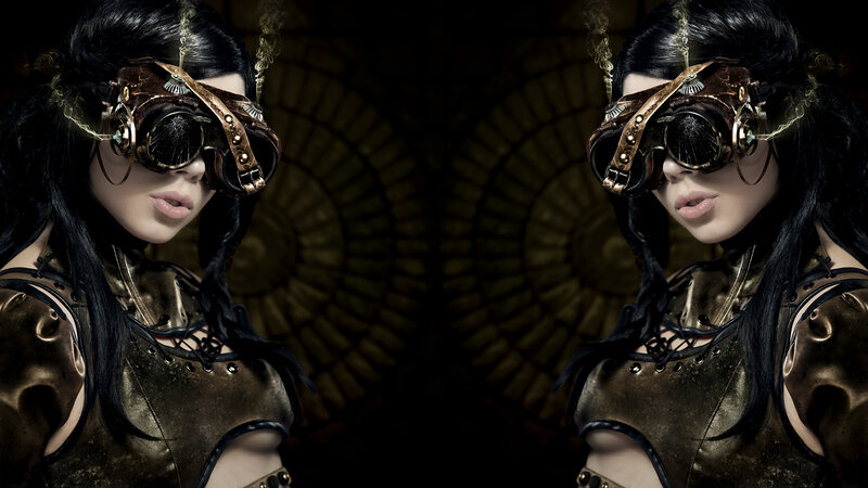 steampunk woman with goggles