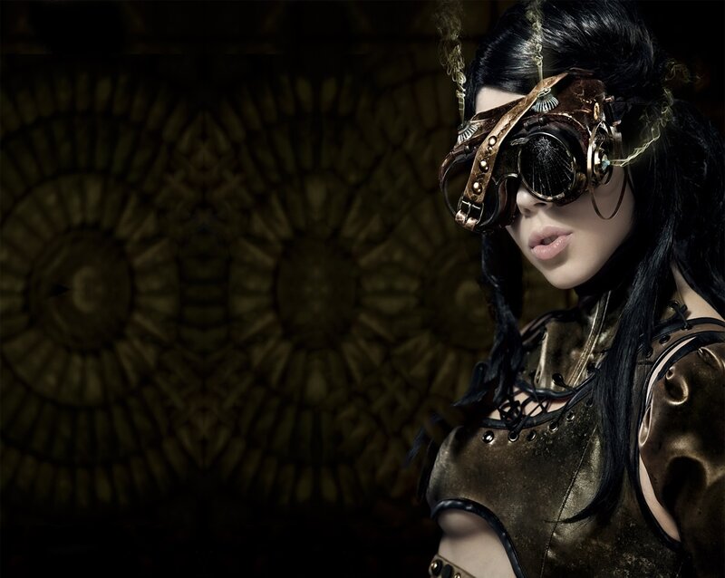 steampunk woman with goggles