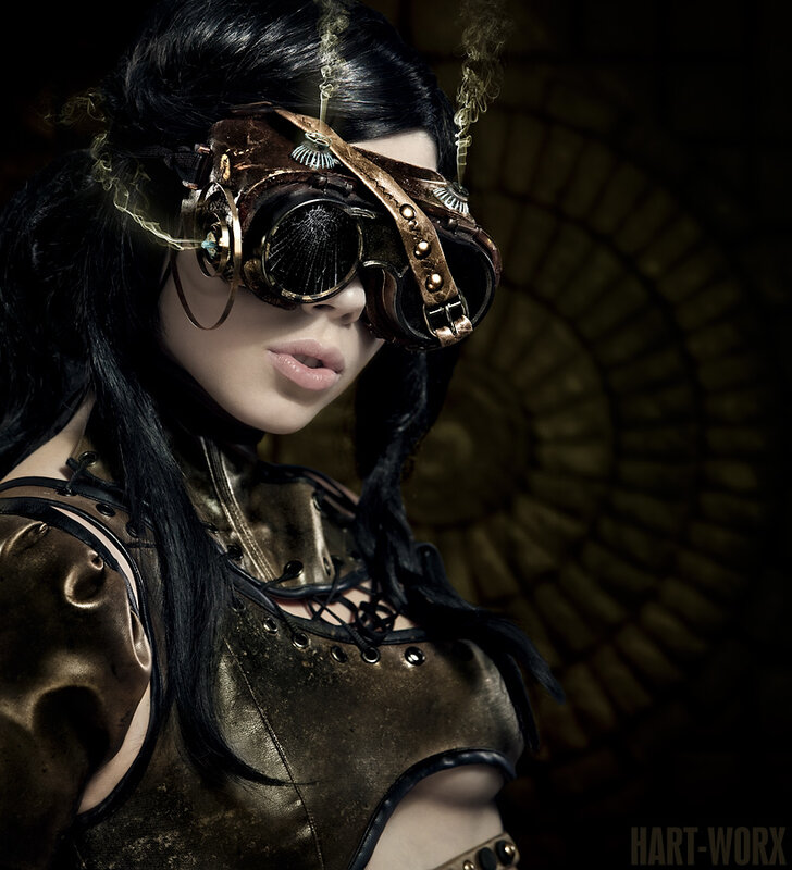 steampunk woman with goggles