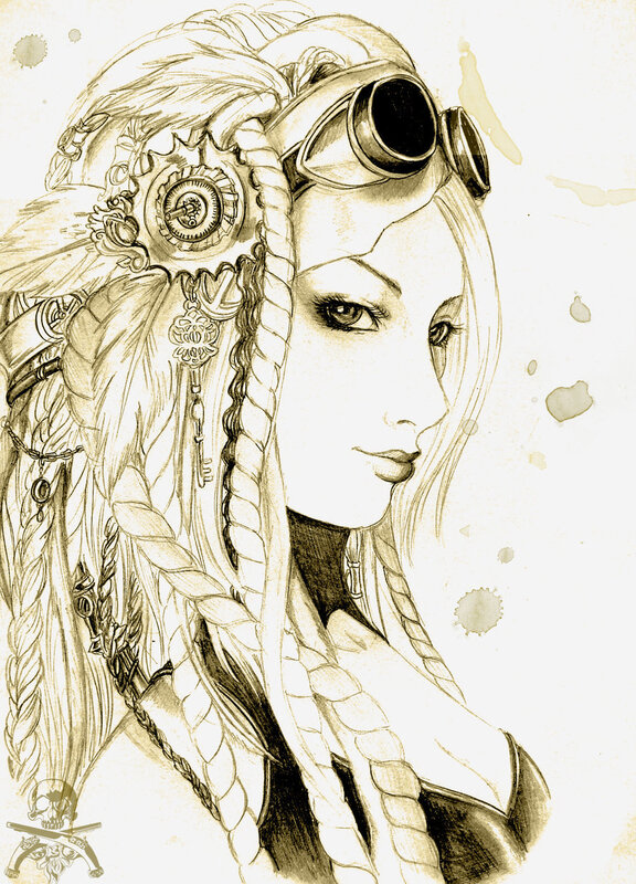steampunk woman with goggles